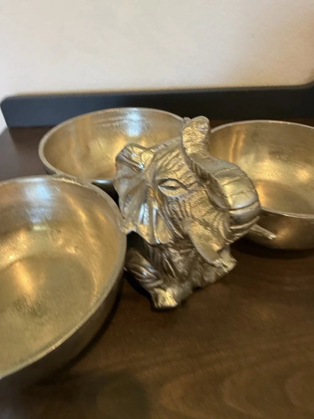 3 Bowl Server Elephant Metal Aluminum by Aspen Home